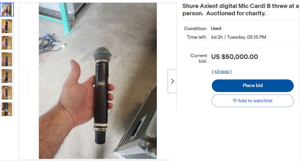 Mikrofon cardi b na prodaju na ebayu i njena slika preko cijene
