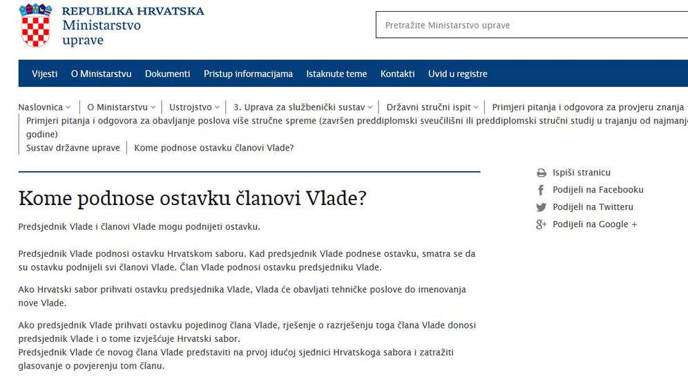 Upute kako podnijeti ostavku (Foto: Ministarstvo uprave) (Foto: ) Upute kako podnijeti ostavku (Foto: Ministarstvo uprave)