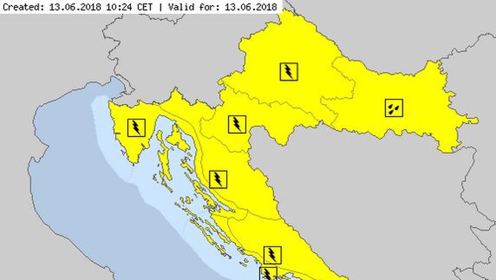 Žuti meteoalarm za srijedu (Screenshot: Meteoalarm) (Foto: )