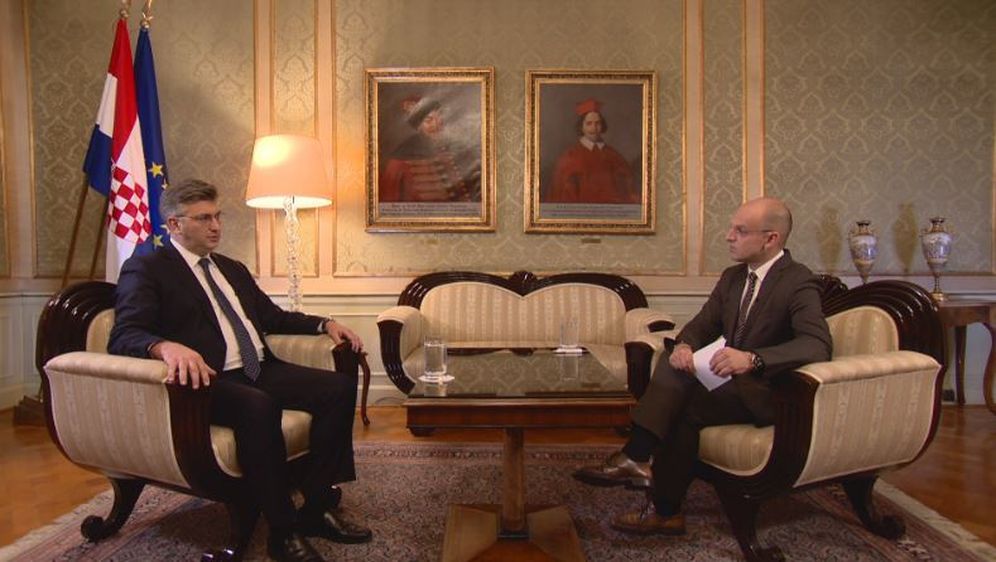 Andrej Plenković i reporter Dnevnika Nove TV Mislav Bago (Foto: Arhiva/Dnevnik.hr)
