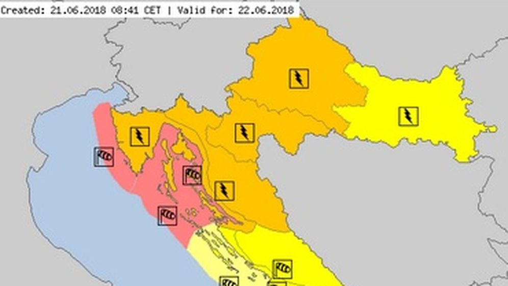 Upozorenje Meteoalarma za petak (Foto: screenshot/DHMZ) (Foto: )