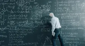 Genijalac koji rješava kompleksni problem na ploči