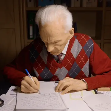 Stariji muškarac koji piše pismo