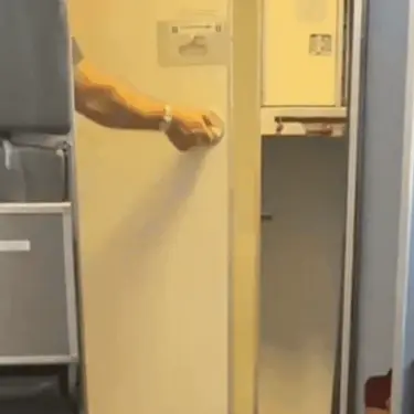 Muškarac kako izlazi iz WC u zrakoplovu