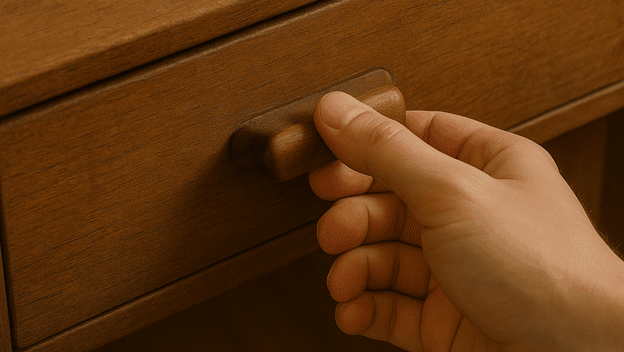 Polako otvaranje ladice s vrijednim starim predmetima