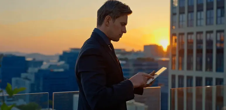 Muškarac na mobitelu koji razmišlja