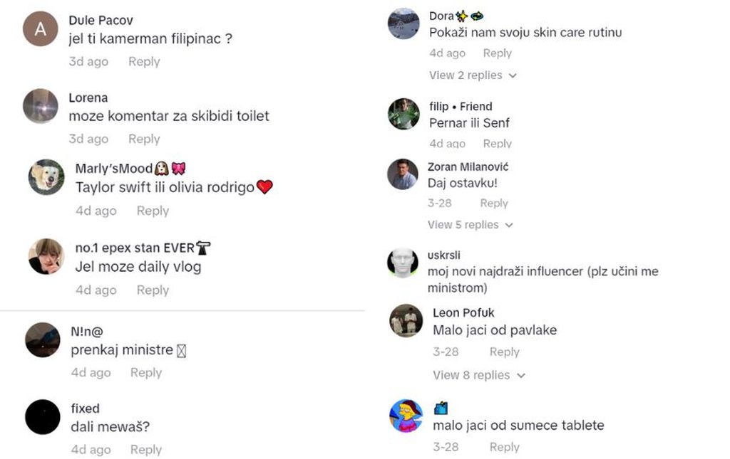 Komentiranje političara na TikToku