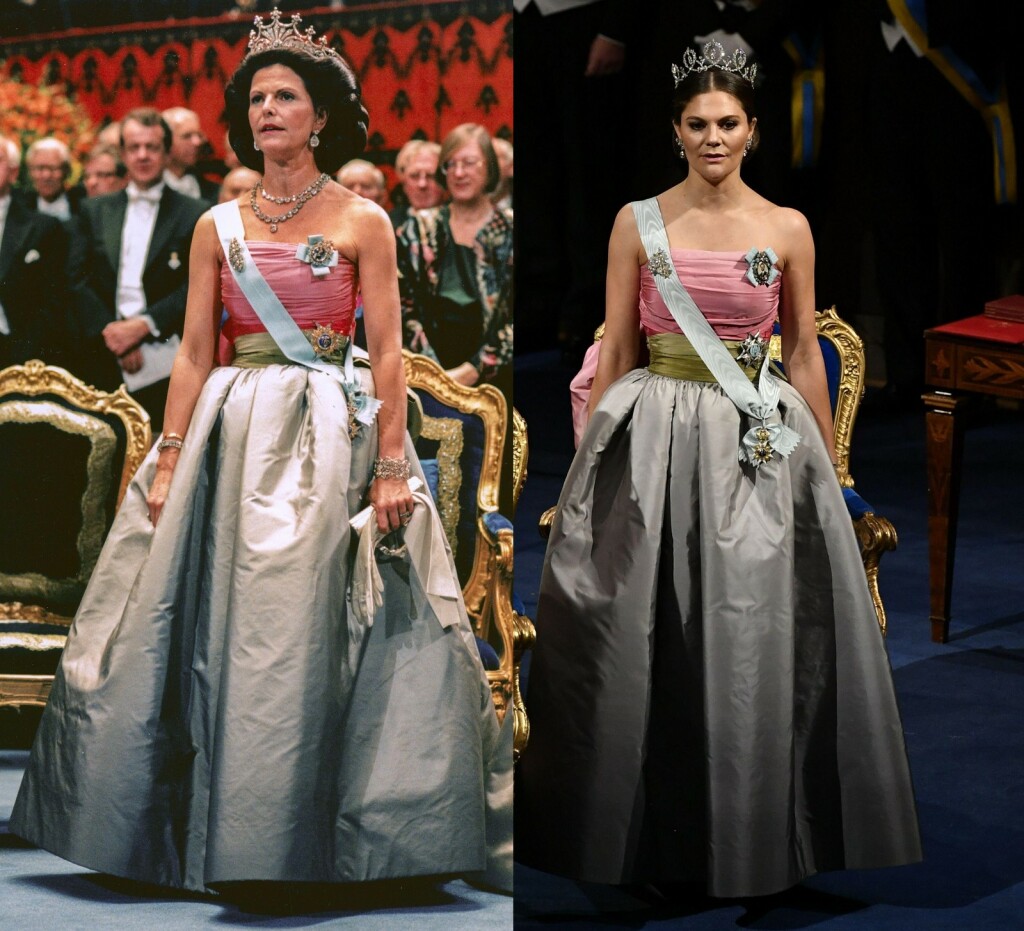 Švedska kraljica Silvija i krunska princeza Viktorija u istoj balskoj haljini