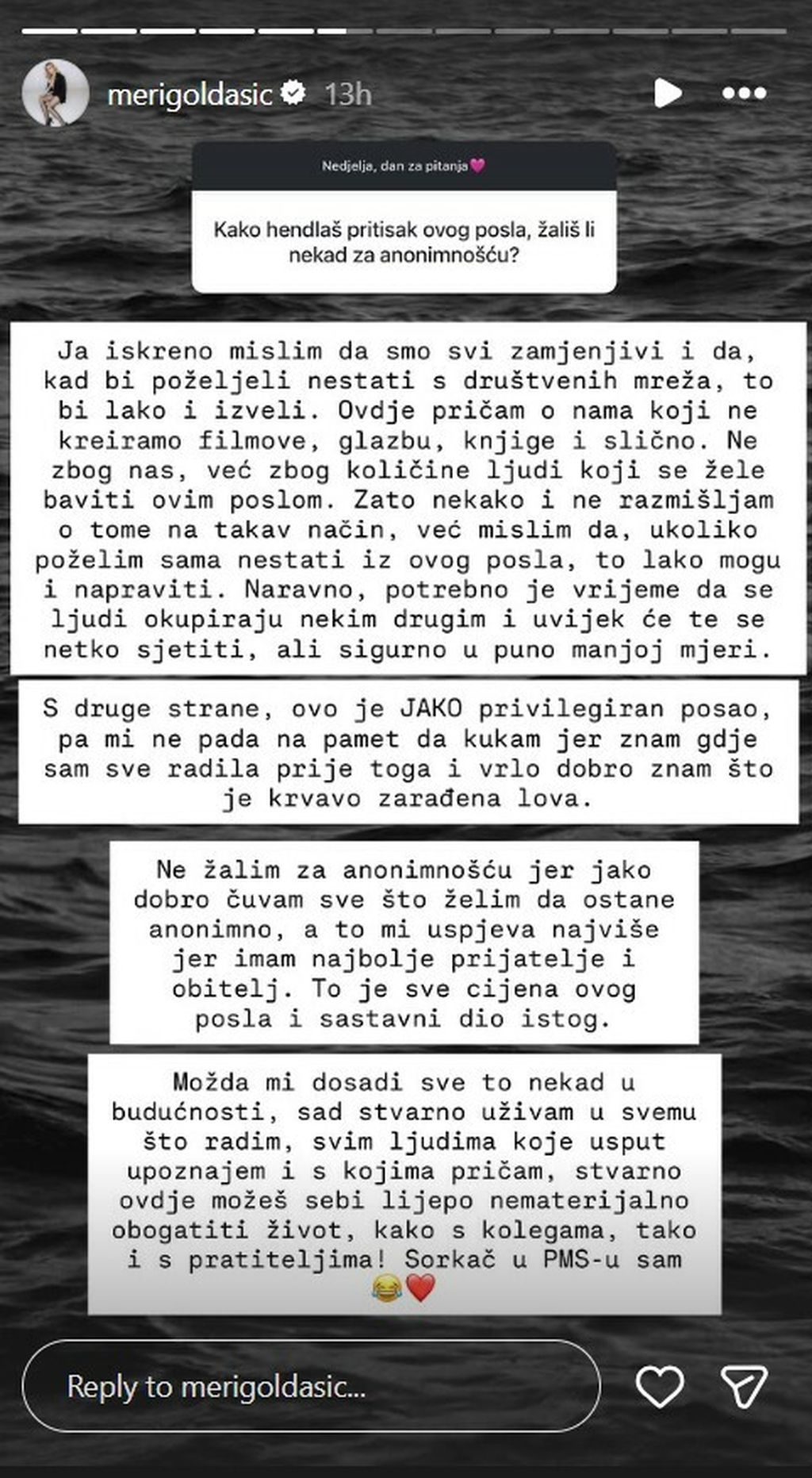 Meri Goldašić na Instagramu