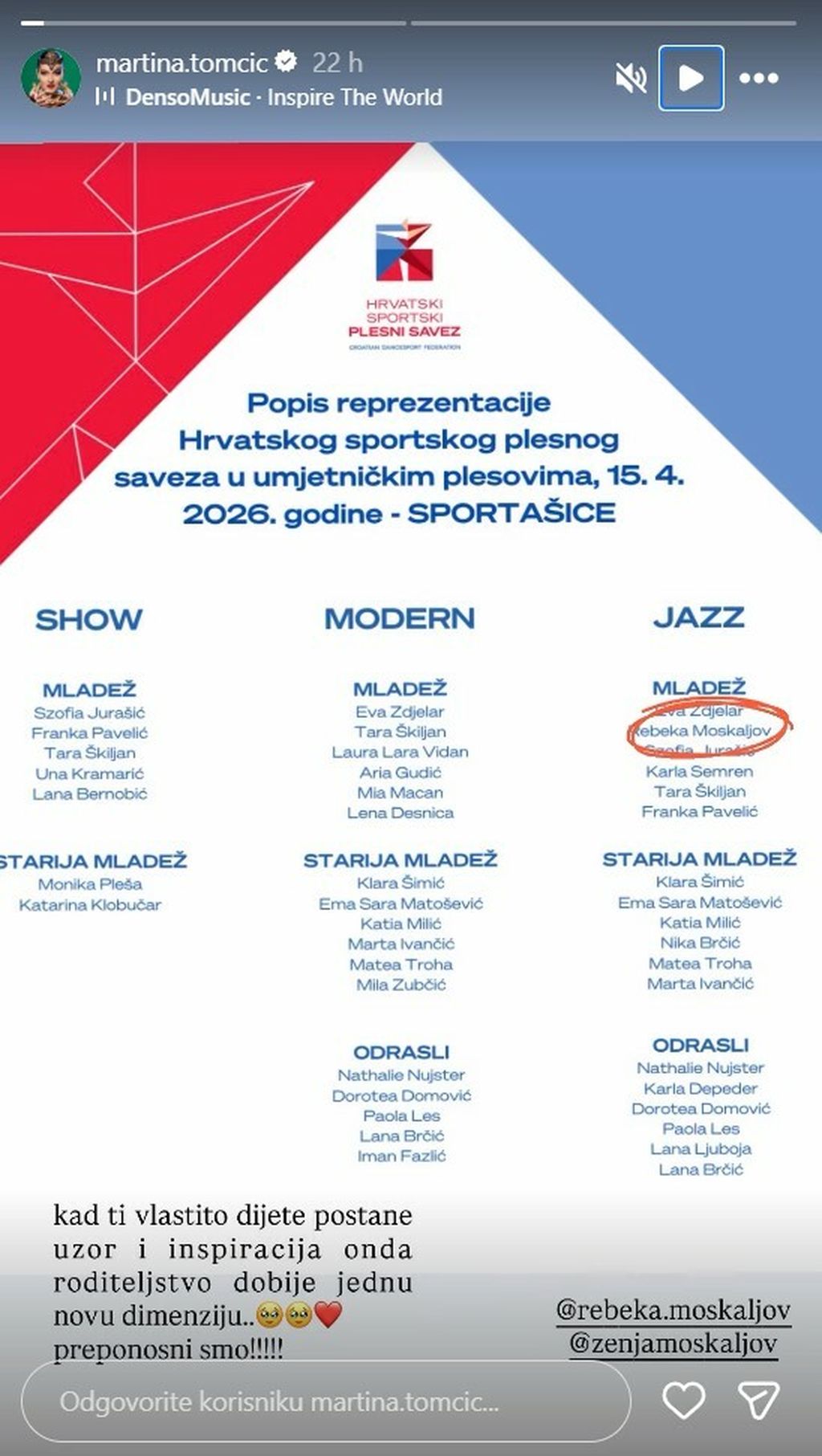 Martina Tomčić na Instagramu