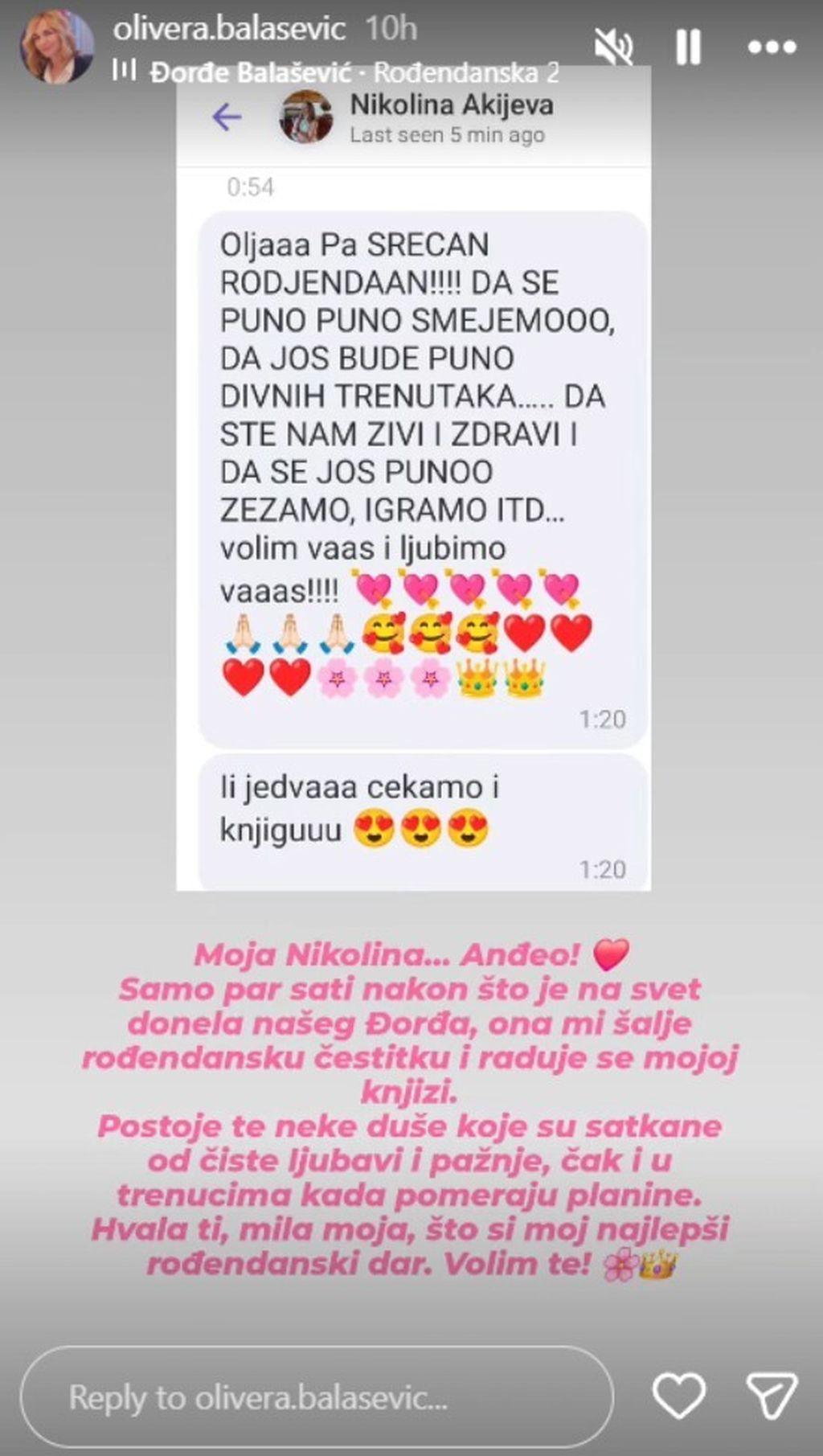 Olivera Balašević na Instagramu