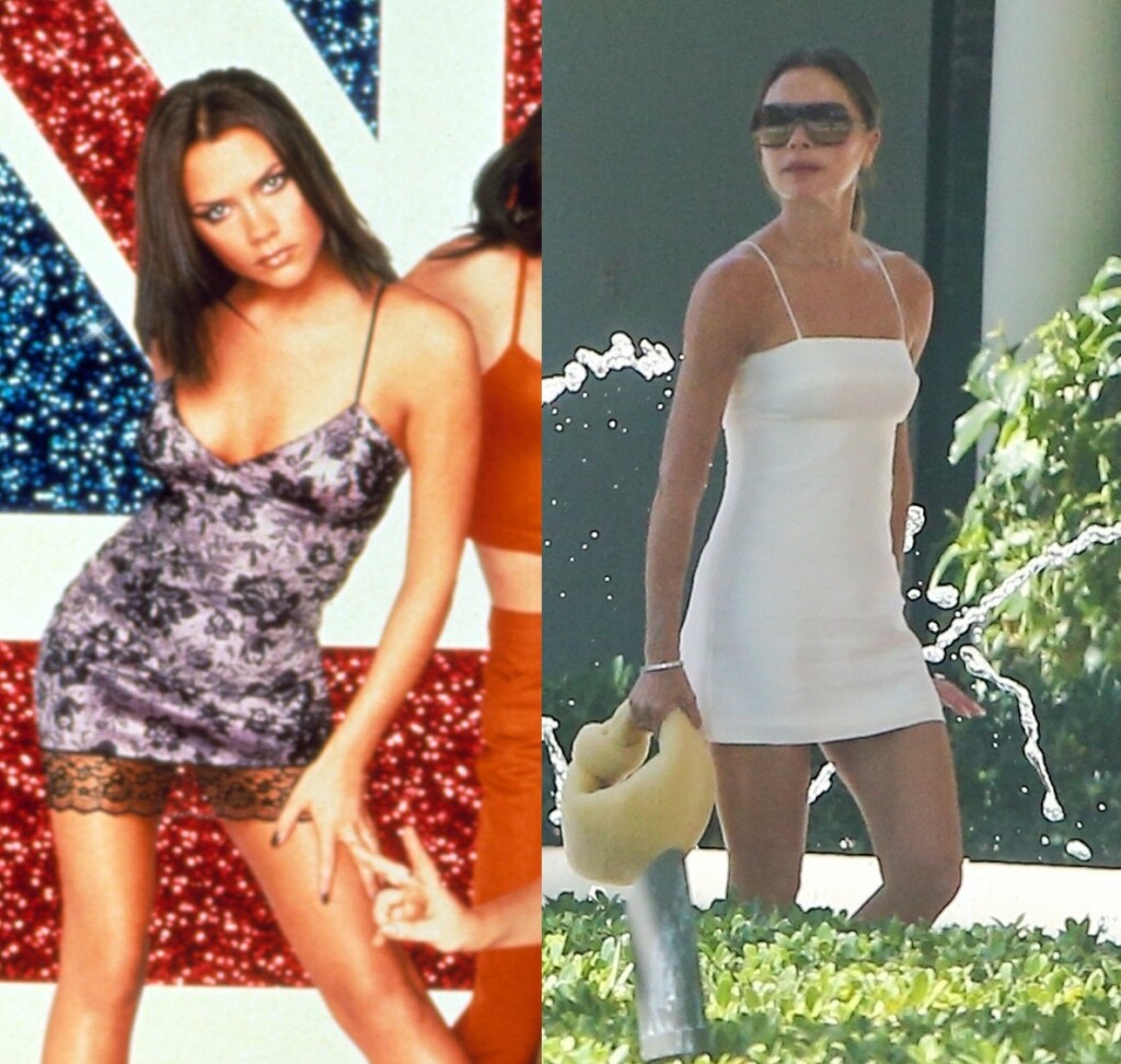 Victoria Beckham u grupi Spice Girls često je nosila pripijene mini haljine bez rukava za nastupe