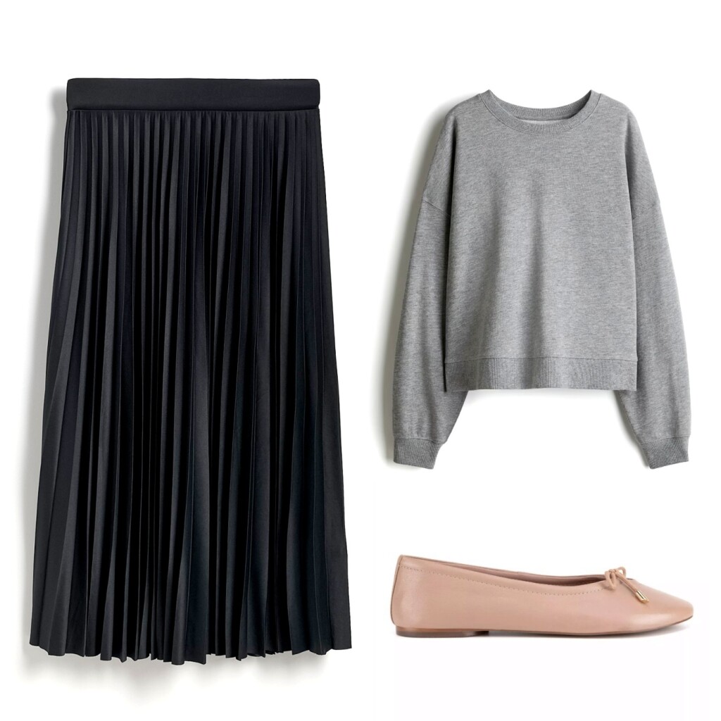 Plisirana suknja u kombinaciji složenoj metodom 3-3-3