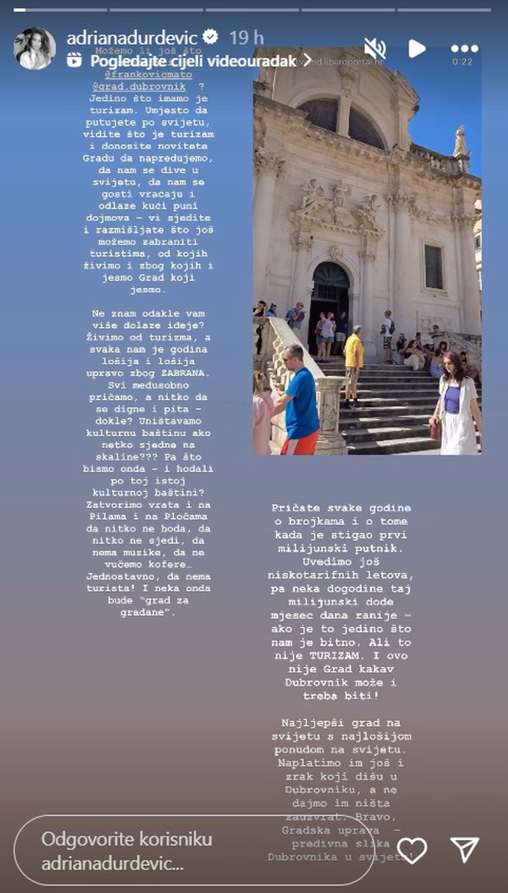 Adriana Ćaleta-Car na Instagramu