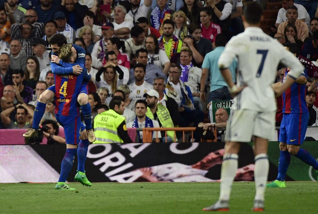 Lionel Messi, Ivan Rakitić i Cristiano Ronaldo (Foto: AFP)