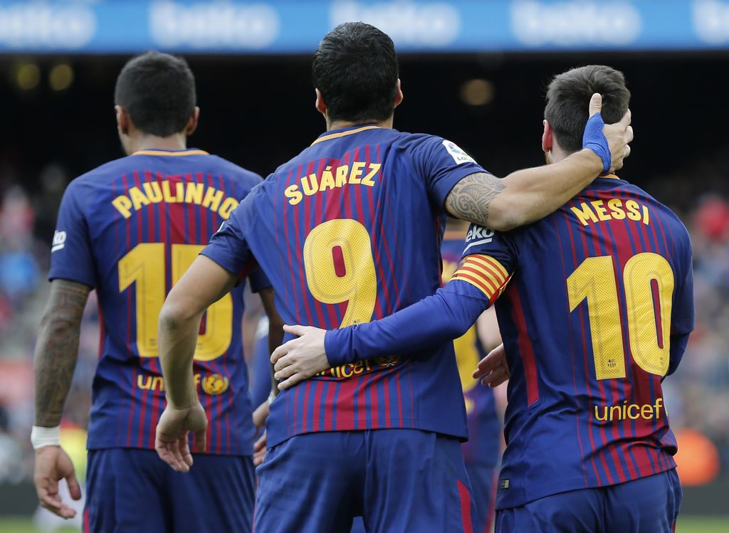 Suarez, Messi i Paulinho slave pogodak (Foto: AFP)