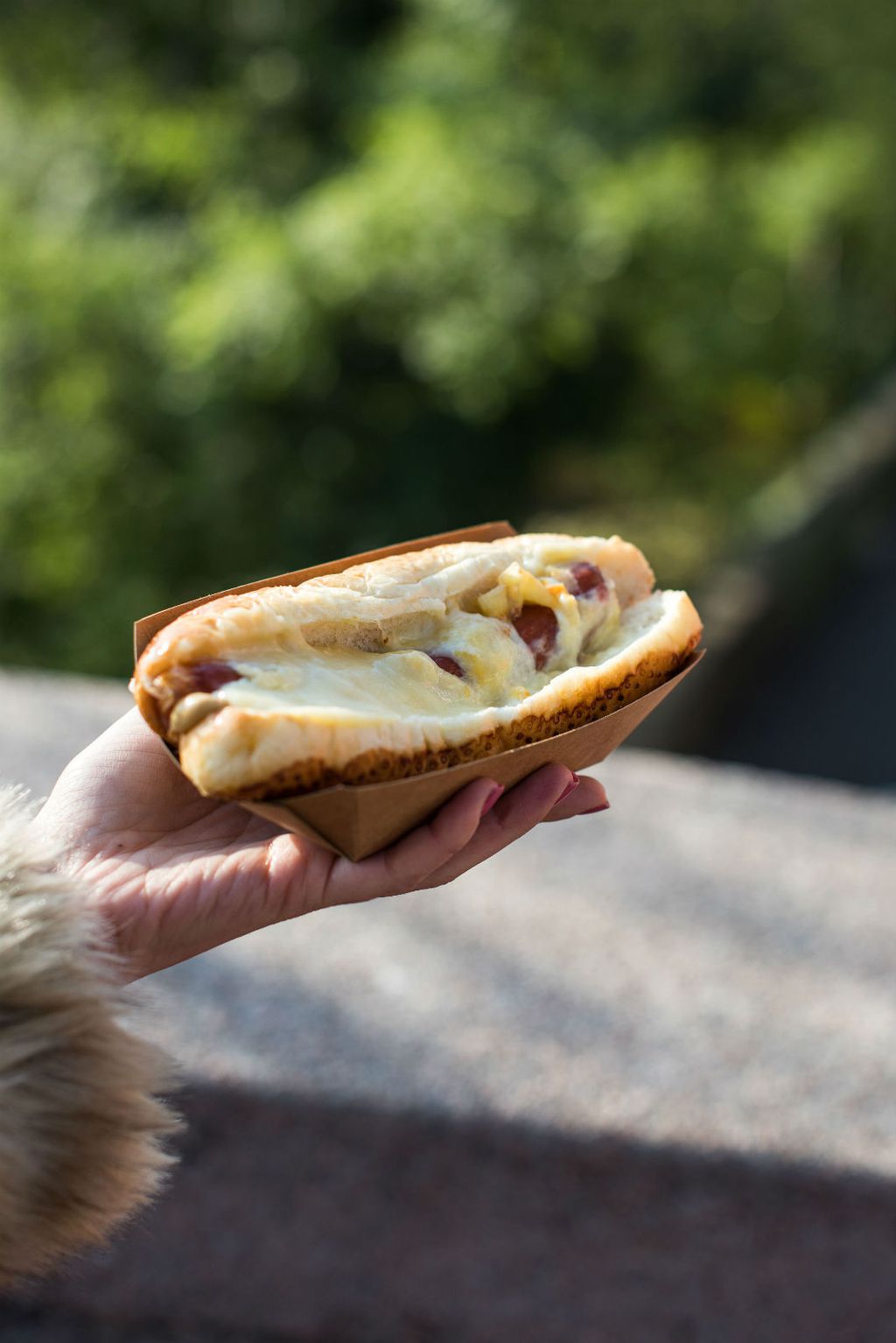 Švicarski hot-dog s rastopljenim sirom Raclette