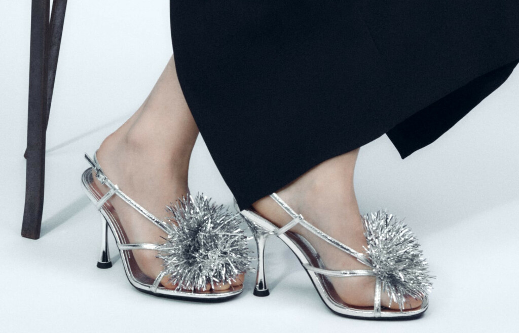 Svjetlucave sandale iz Zare s pomponom - 5