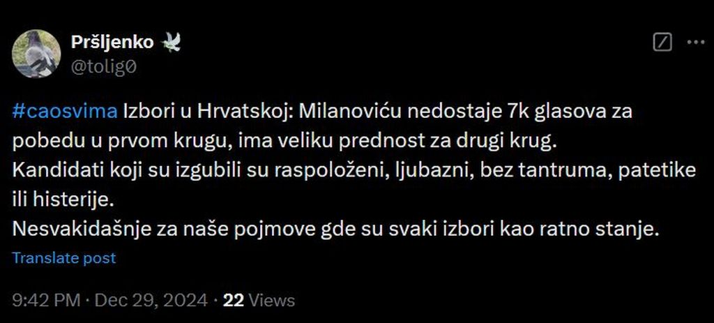 Docek izbornih rezultata Izbornog stozera predsjednickog kandidata Zorana Milanovica