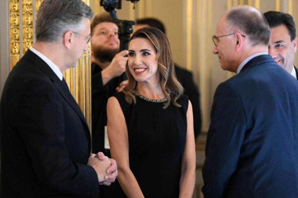 Ana Maslać Plenković i Andrej Plenković s Emmanuelom i Brigitte Macron