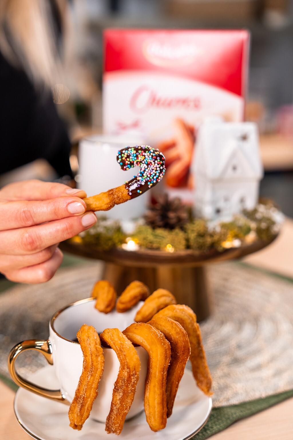 Churros u obliku božićnih lizalica