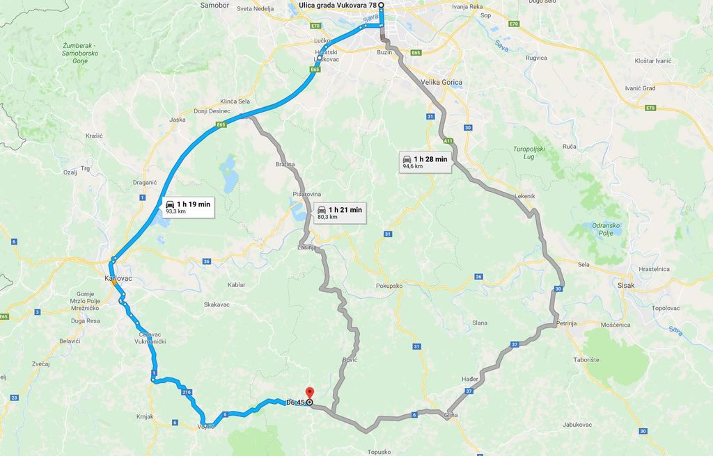 Policija upozorava na posebnu regulaciju prometa zbog posjeta srbijanskog predsjednika općini Gvozd i Vrginmostu (Foto: Google Maps)