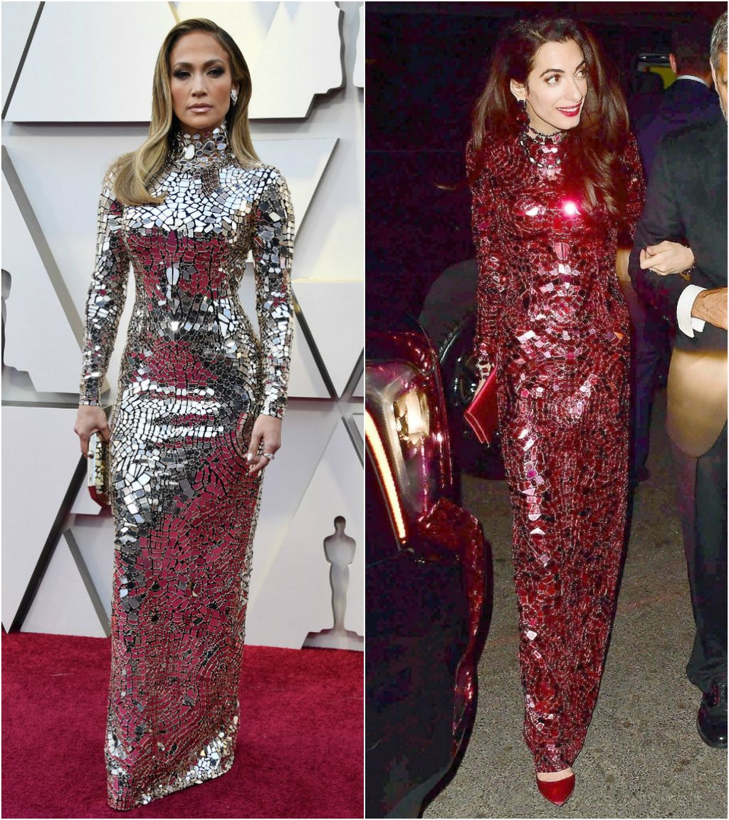 Isti model haljine, ali u crvenoj boji, Amal je nosila na zabavi nakon Met Gale