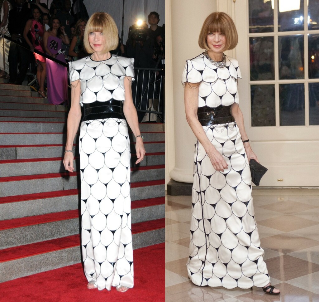 Anna Wintour u Chanel coutureu 2009. na Met Gali i 2012. u Bijeloj kući