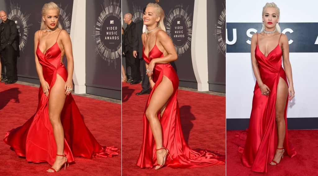 Pjevačica Rita Ora morala je paziti da crvena haljina ne otkrije previše