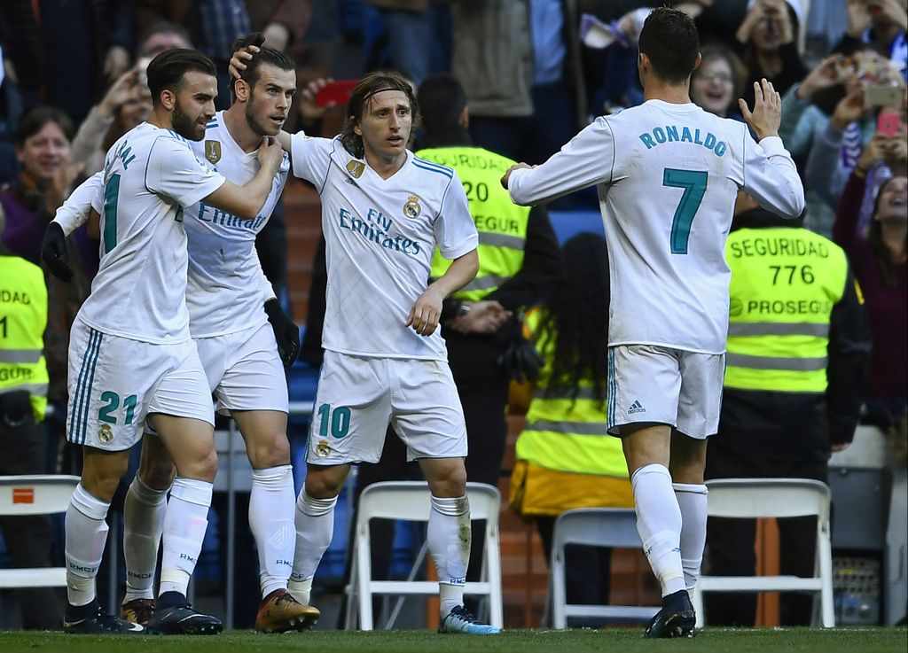 Borja Mayoral, Luka Modrić, Gareth Bale i Cristiano Ronaldo (Foto: AFP)