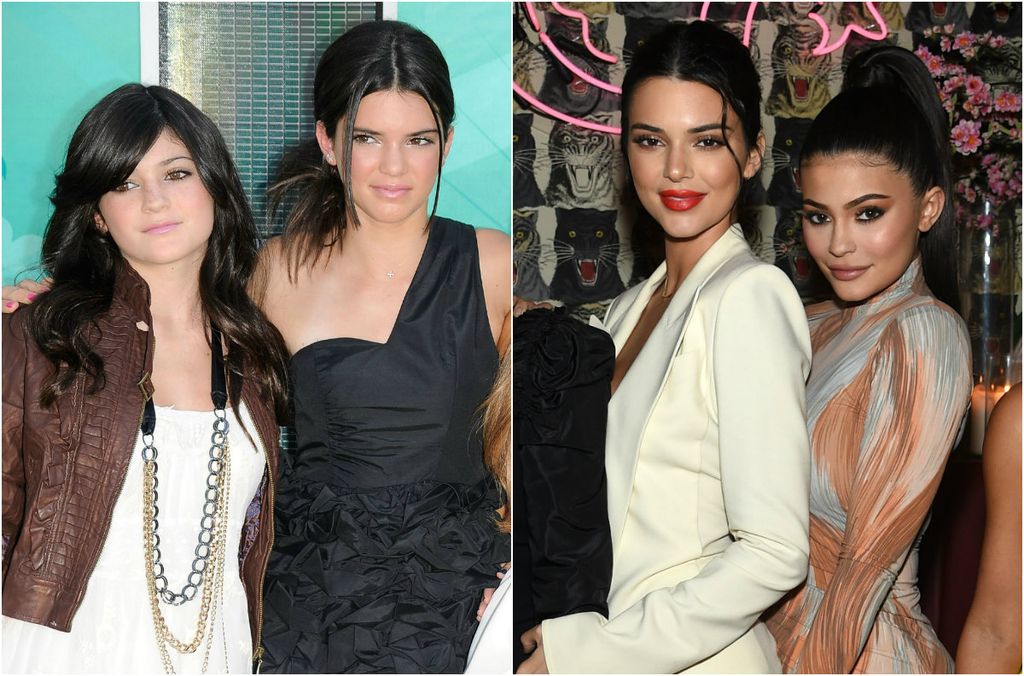 Kylie i Kendall Jenner 2008. i 2018. godine