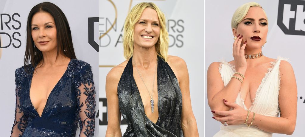 Catherine Zeta-Jones, Robin Wright i Lady Gaga u haljinama s dubokim dekolteom i visokim rasporom - 2