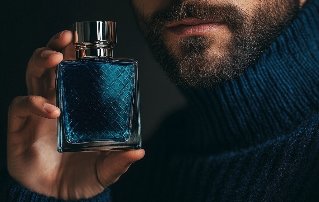 Muškarac drži parfem