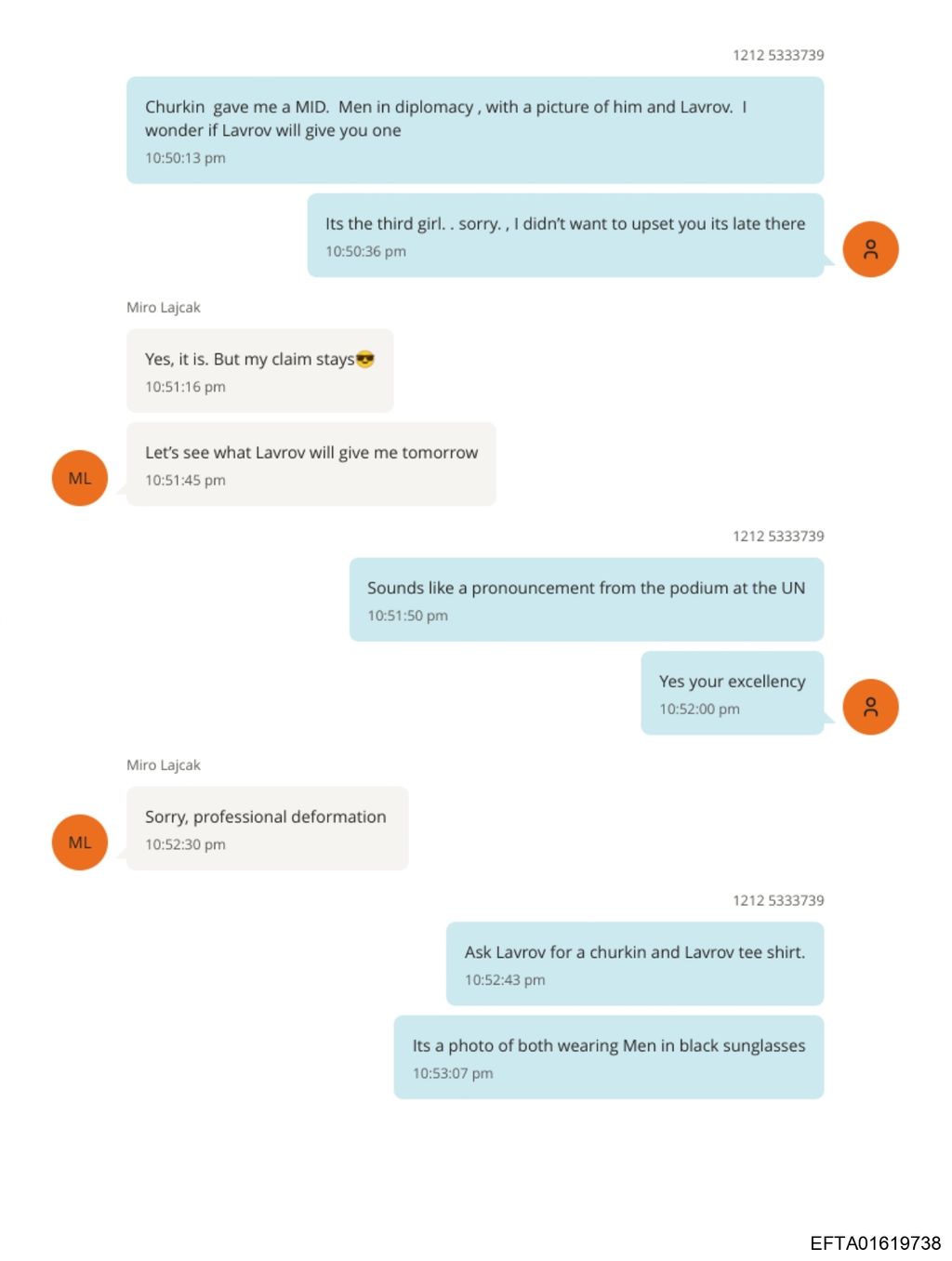 Poruke između Epsteina i Lajčaka