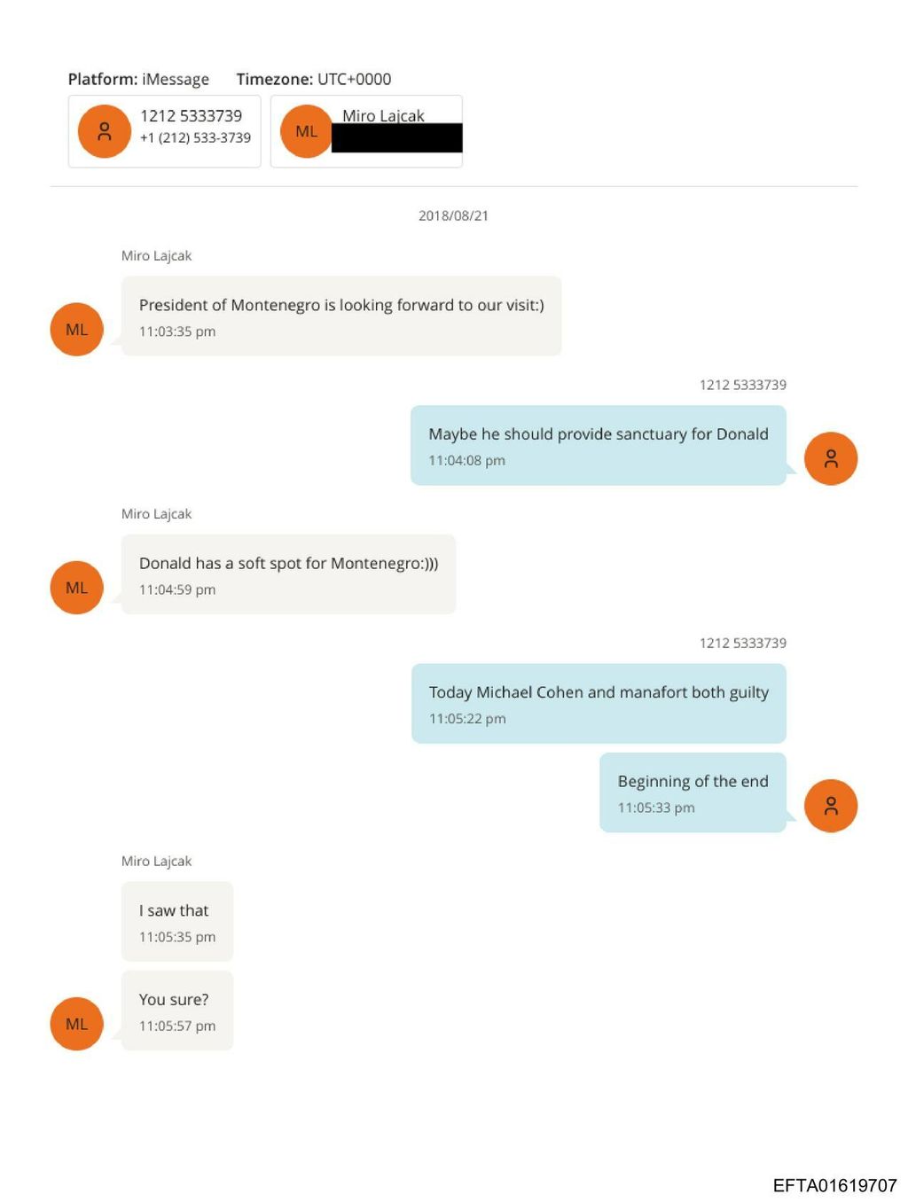 Poruke između Epsteina i Lajčaka