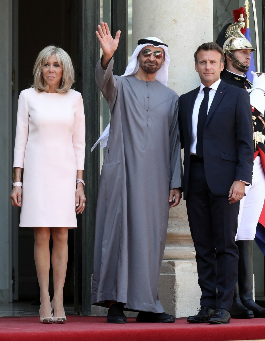 Brigitte Macron, Muhamed bin Zajed al Nahjan i Emmanuel Macron