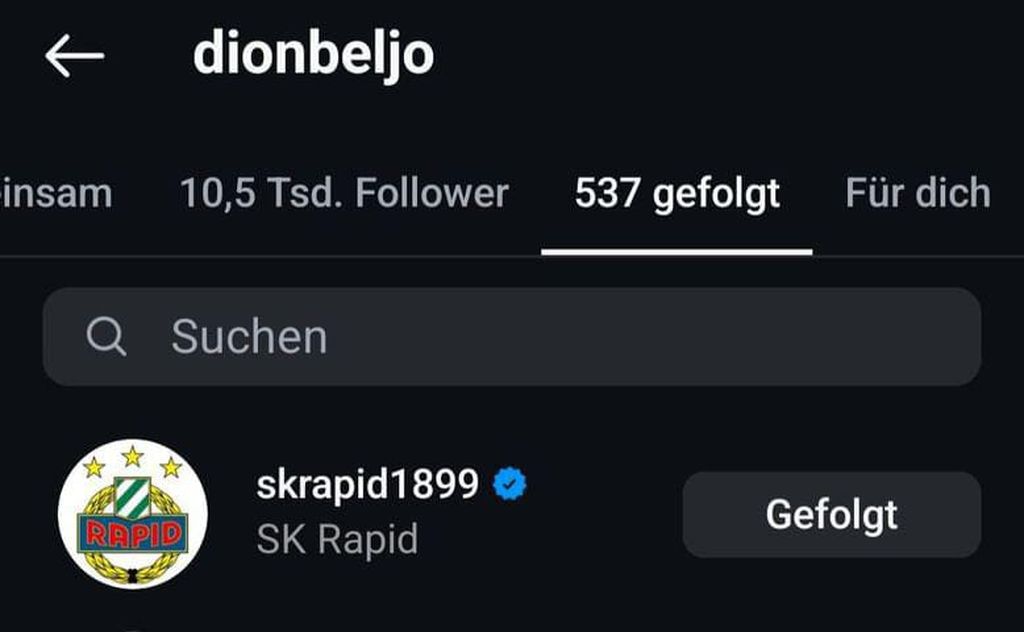 Dion Drena Beljo zapratio Rapid Beč na Instagramu