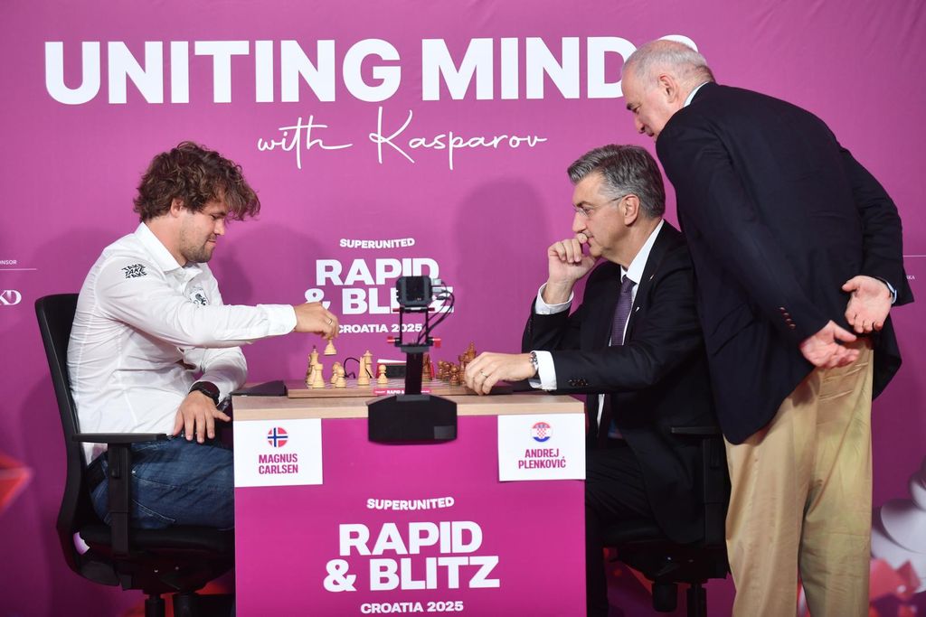 Magnus Carlsen, Andrej Plenković, Gari Kasparov