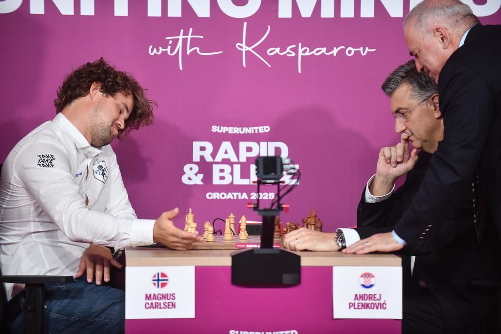 Magnus Carlsen, Andrej Plenković, Gari Kasparov