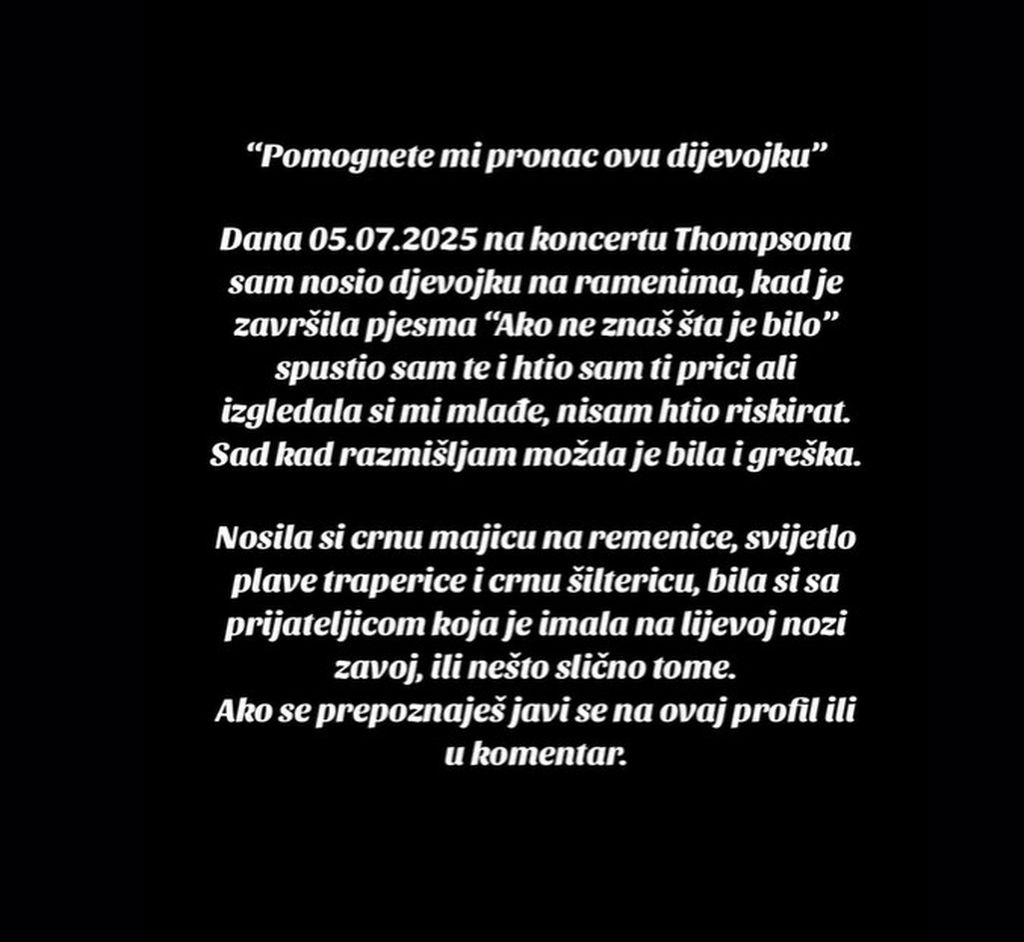 Mladić traži djevojku s Thompsonova koncerta - 1