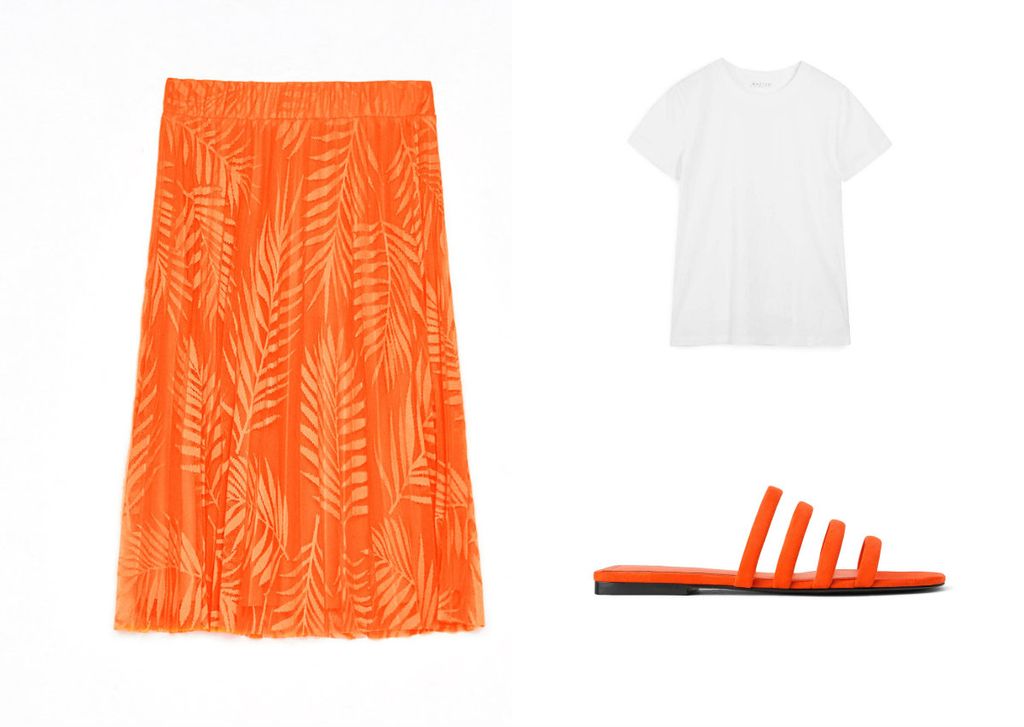 Suknja Bershka (99 kuna), majica Stradivarius (49,90 kuna), natikače Zara (129 kuna)