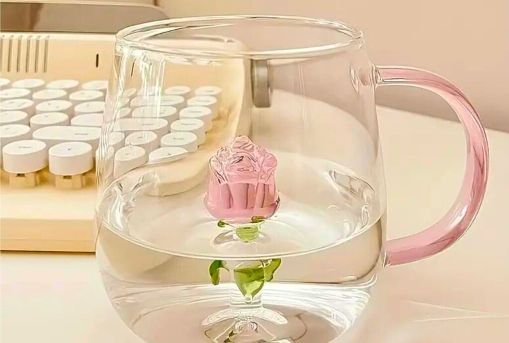 Šalica s trodimenzionalnom ružom s Temua