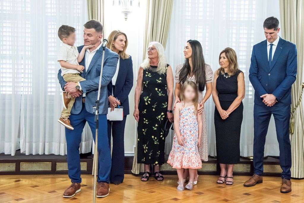 Stipe Miočić s obitelji na prijemu kod Andreja Plenkovića
