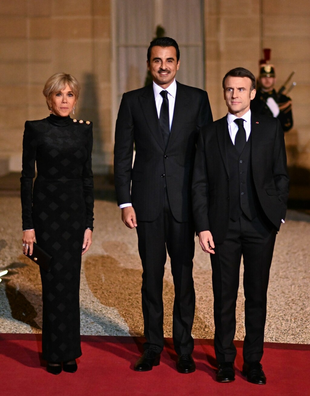 Brigitte Macron, Tamim bin Hamad Al Thani i Emmanuel Macron