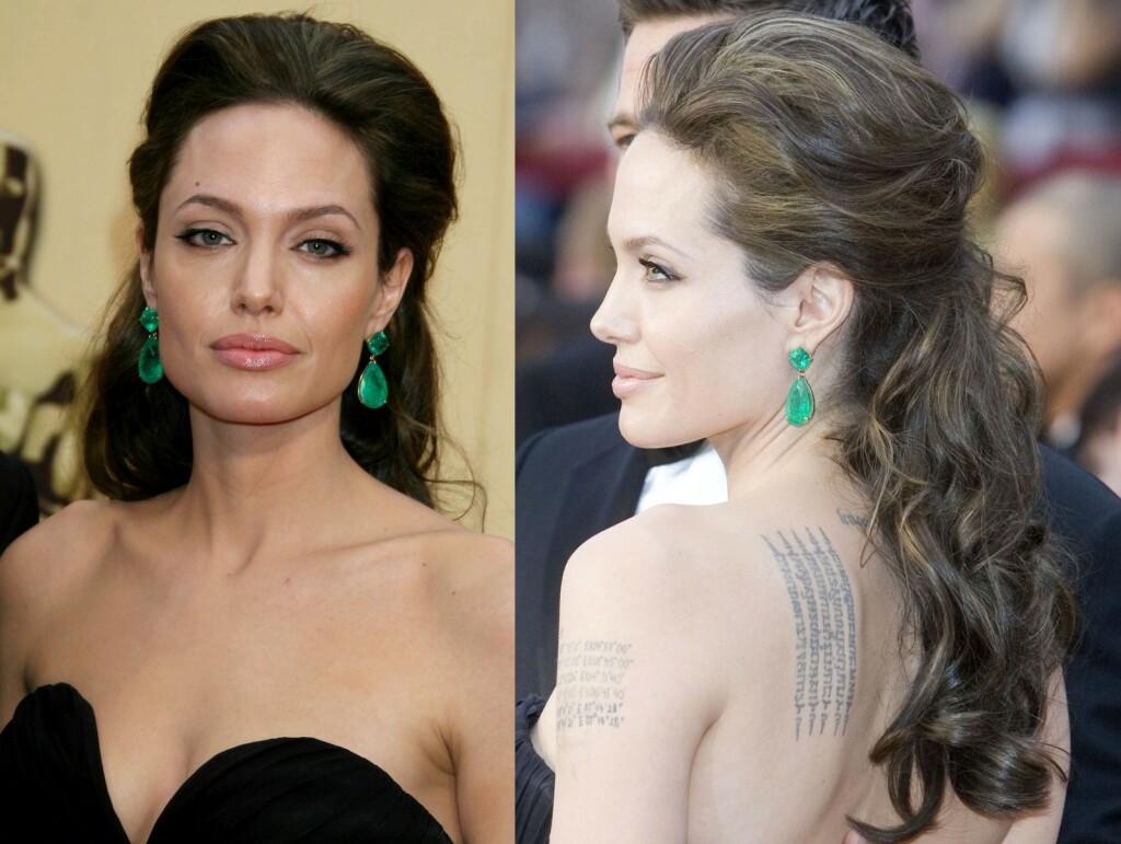 Angelina Jolie s polu-podignutom i polu-raspuštenom kosom 2009. na Oscarima