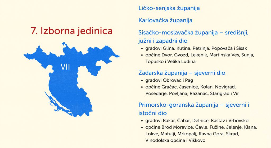 Hrvatska - izborne jedinice karta