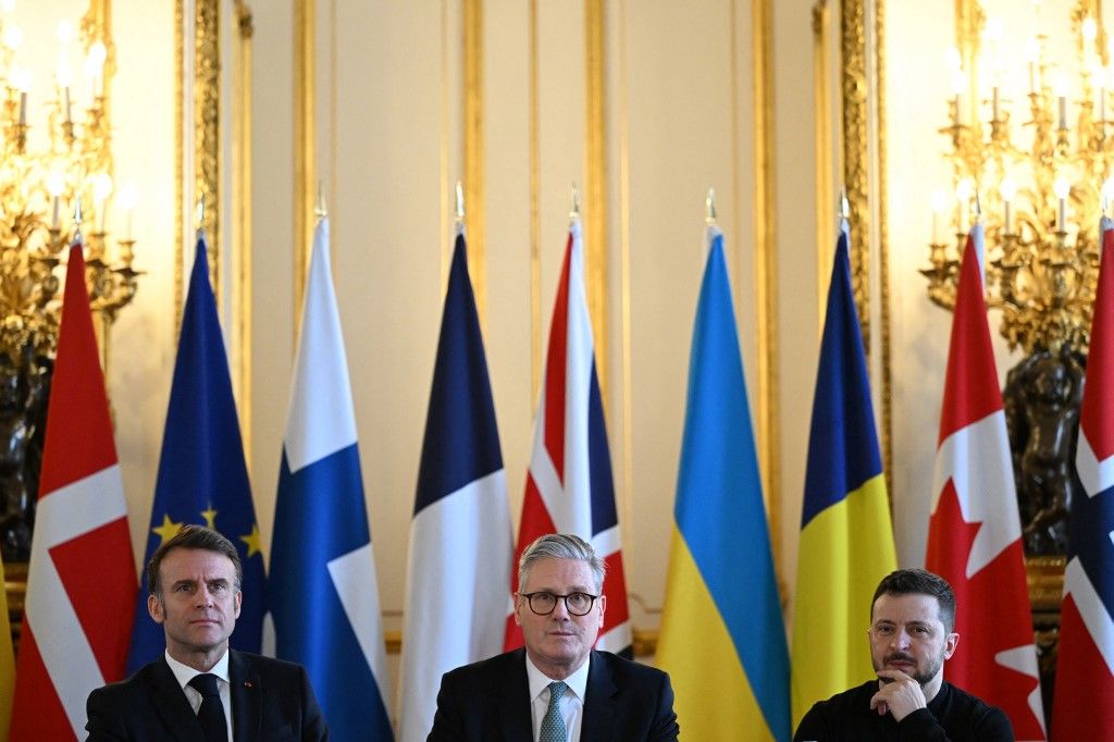 Keir Starmer, Emmanuel Macron, Volodimir Zelenski