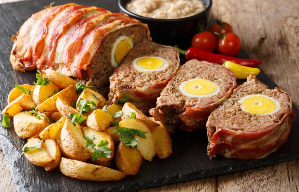 Mesna štruca punjena kuhanim jajima