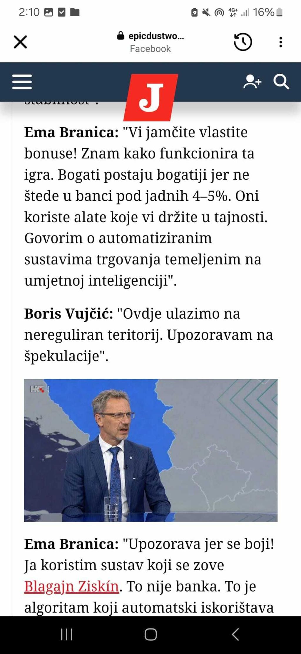 Lažni članak s Emom Branicom