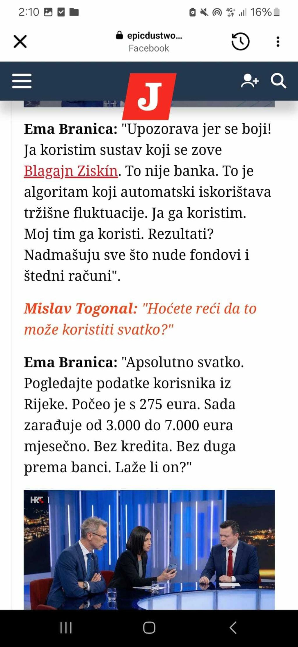 Lažni članak s Emom Branicom